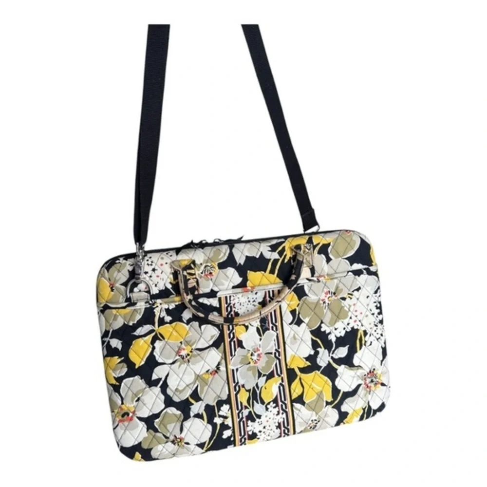 Vera Bradley Large Hard Case Floral Laptop Bag - Black, Yellow, White